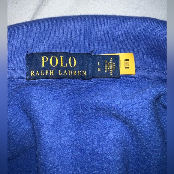 Polo by Ralph Lauren Men’s Quarter Zip Blue Sweater with Pockets - Picture 9 of 10